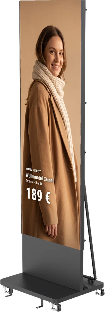 Hikvision DS-D4515CH-1FQF, LED-Poster mit Modewerbung als Beispiel